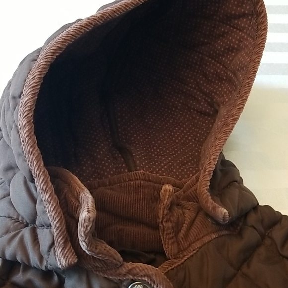 GAP Toddler Girl Brown Quilted Jacket with Removable Hood 3T - Picture 7 of 15